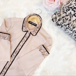 Karl Lagerfeld Pink & Black Blouse M